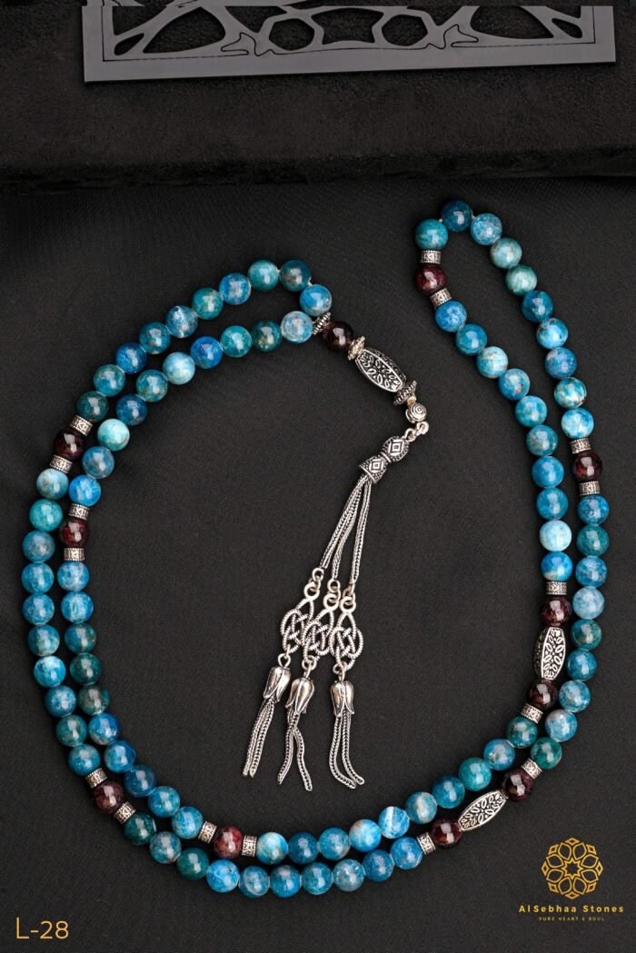 Rosary made of high quality natural apatite stone.