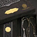 Rosary made of pure smokey topaz stone, size 8 mm, 99 beads, inlaid with Turkish silver, spacers, cities, and pendant, 925 caliber.